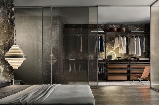 The smoked glass walk-in closet what it is and how to choose it