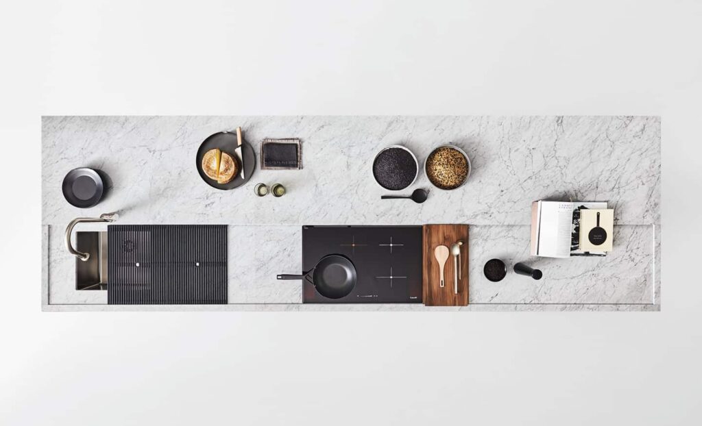 Moderne Küchen mit Marmorplatte