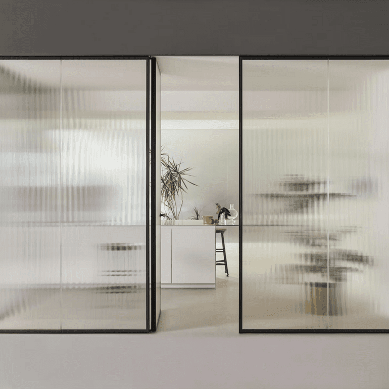 glass partition wall kitchen