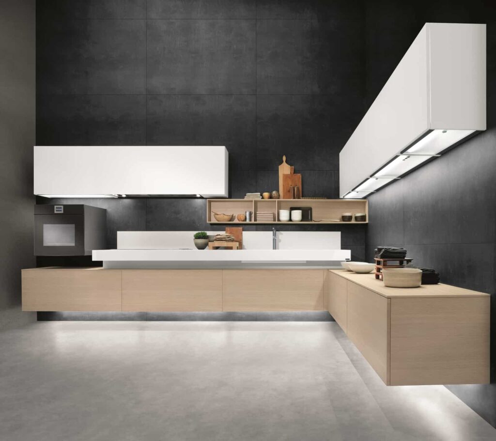 Modern kitchens suspended from the floor