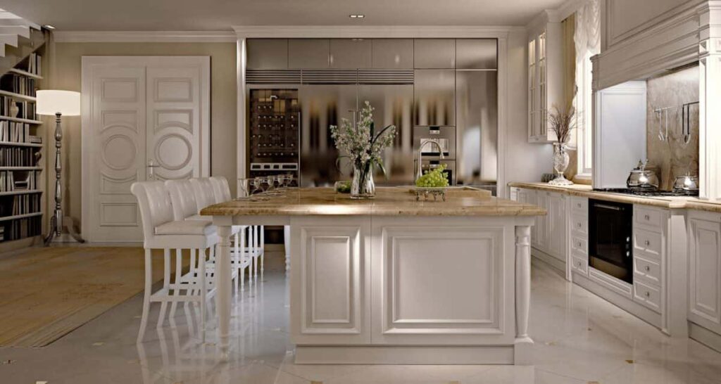 Classic kitchens with breakfast counter