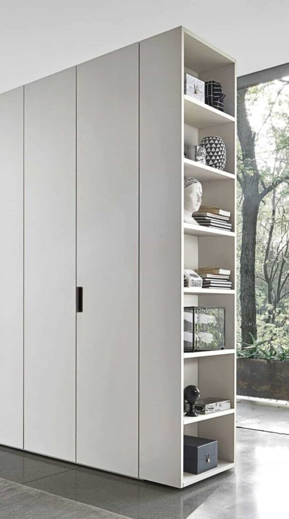 Wardrobe with side bookcase
