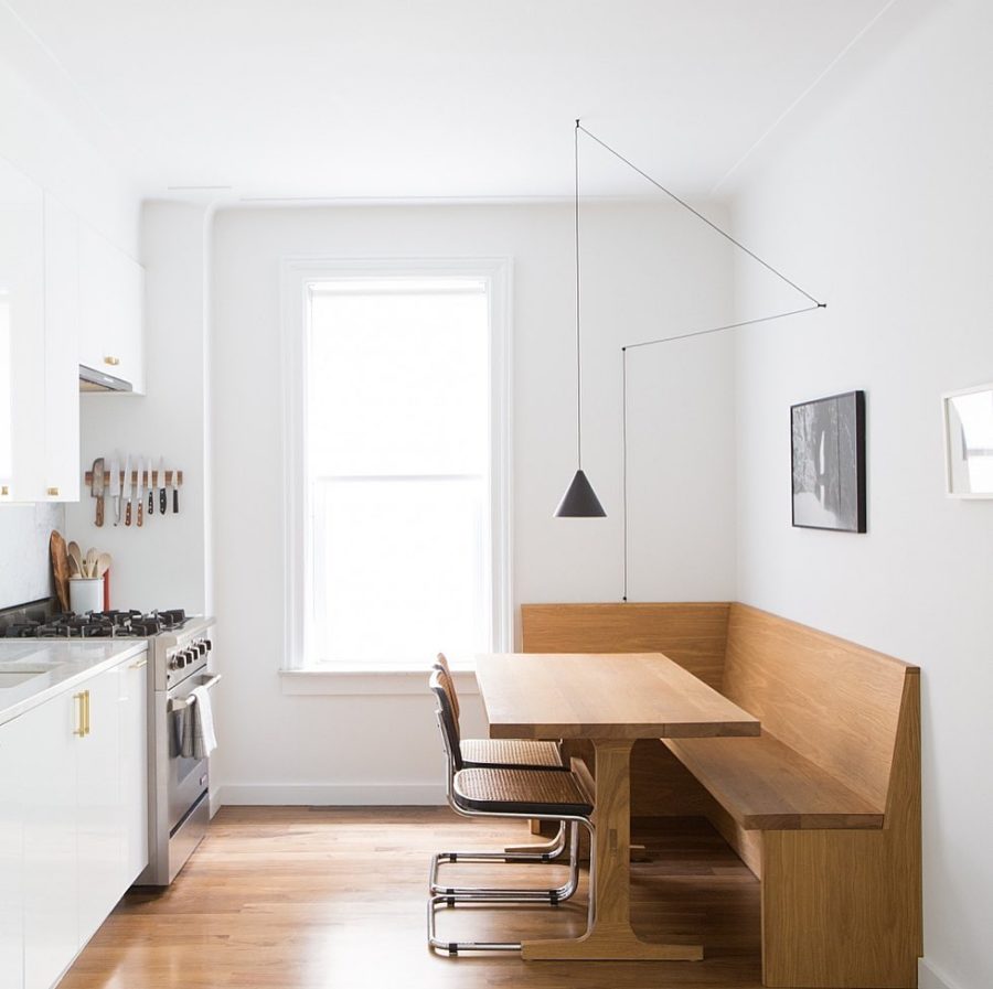 The table with bench for the modern kitchen: how to make the right