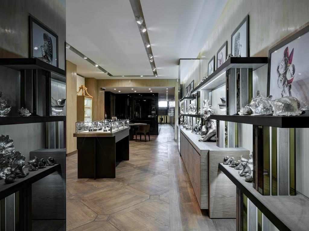 Furniture for jewelry store, from display cabinets to the sales table. And the light...