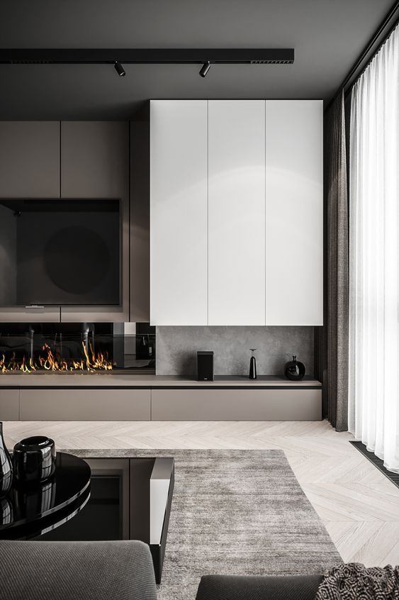 Tv wall with fireplace