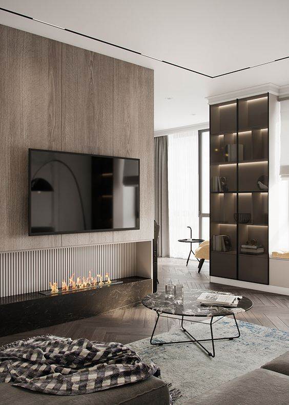 Tv wall with fireplace