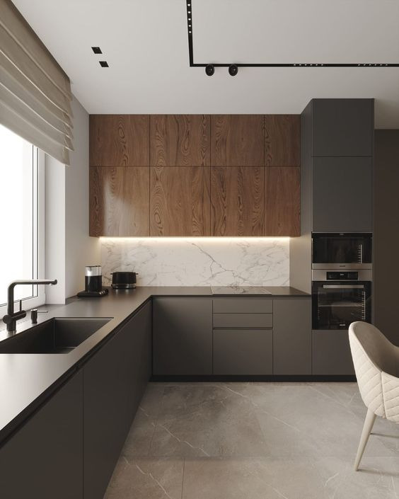 L shaped kitchen design with window