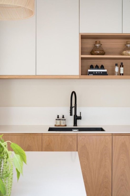 white and wood kitchen modern