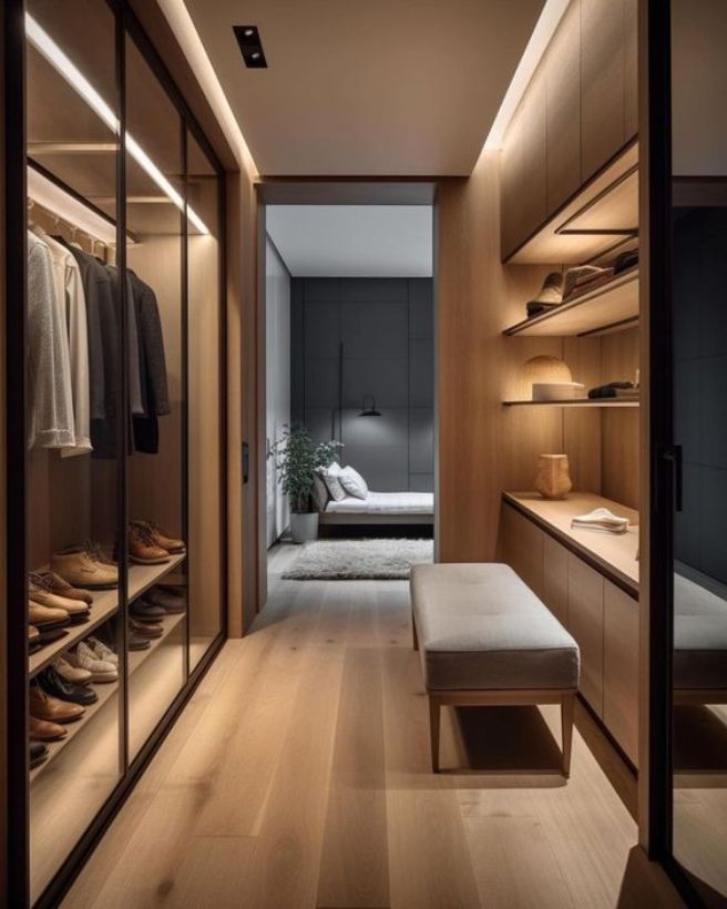 walk-in wardrobe in bedroom